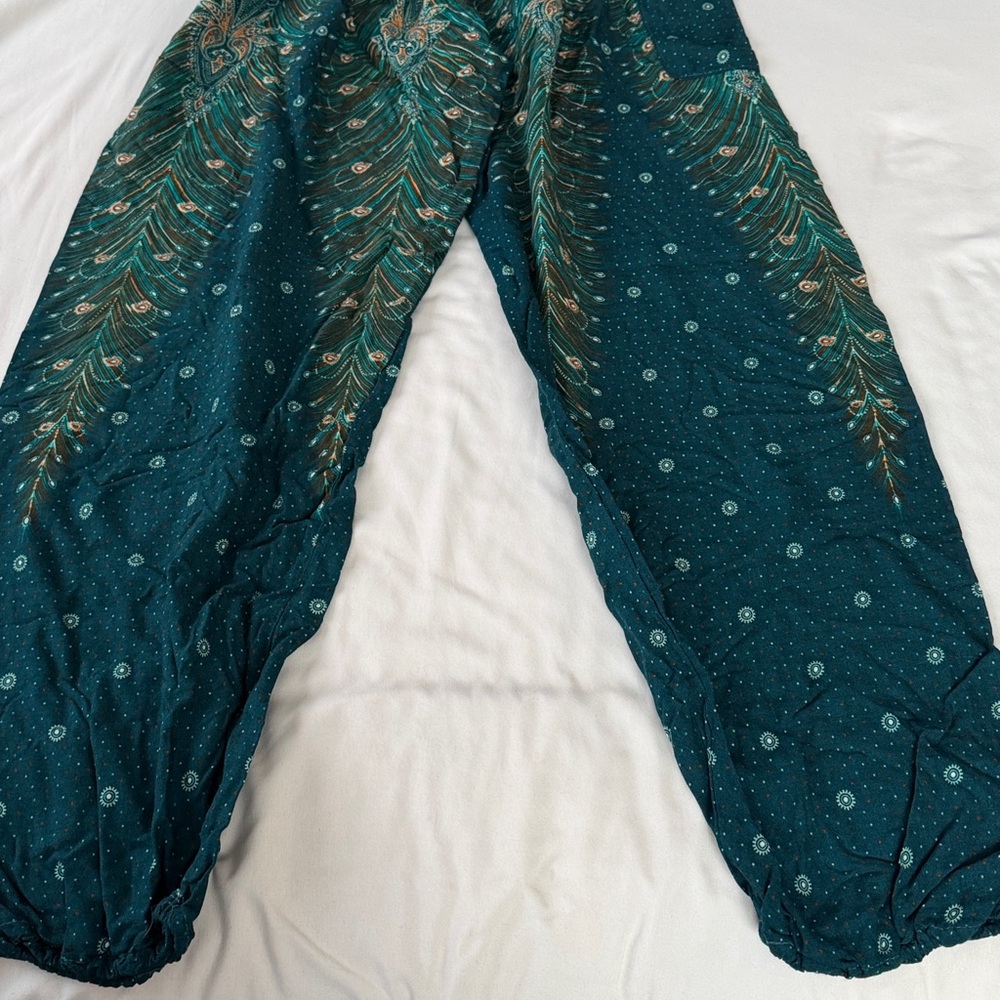 Joob Joob Elegant Teal and Gold Women's Pants - Picture 7 of 7
